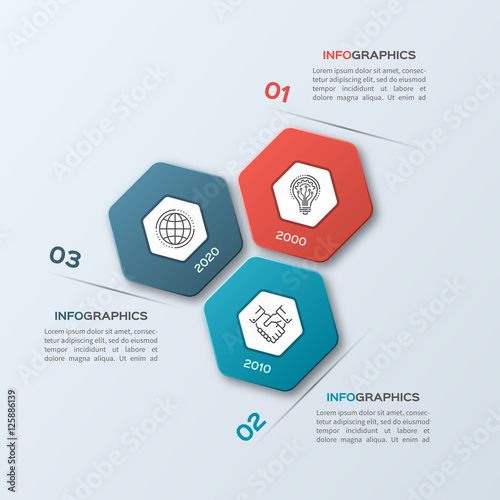Business infographic template with 3 steps