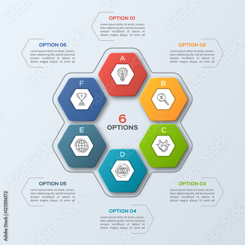 Business infographic template with 6 steps