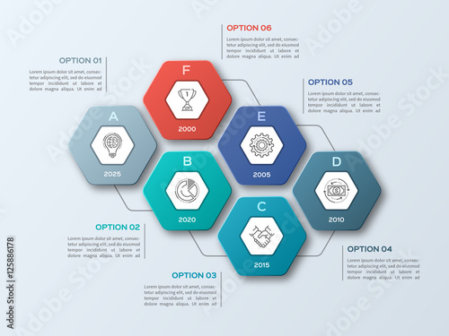 Business infographic template with 6 steps