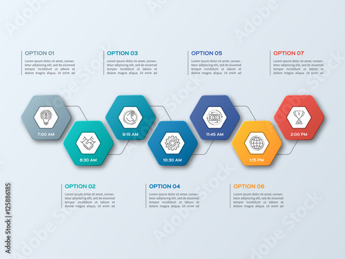 Business infographic template with 7 steps