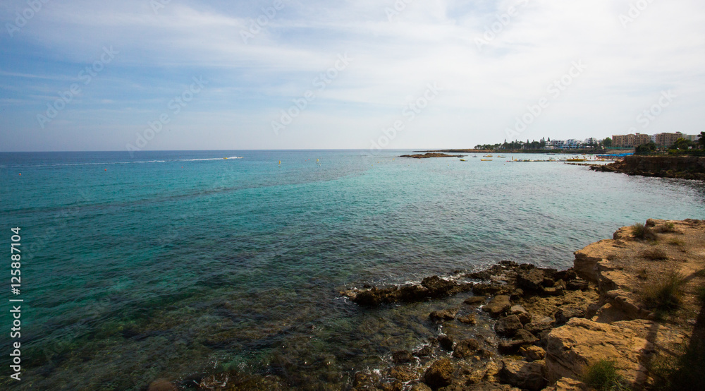 Stone cliff in a beautiful blue sea Cyprus Stone cliff in a beautiful blue sea Cyprus