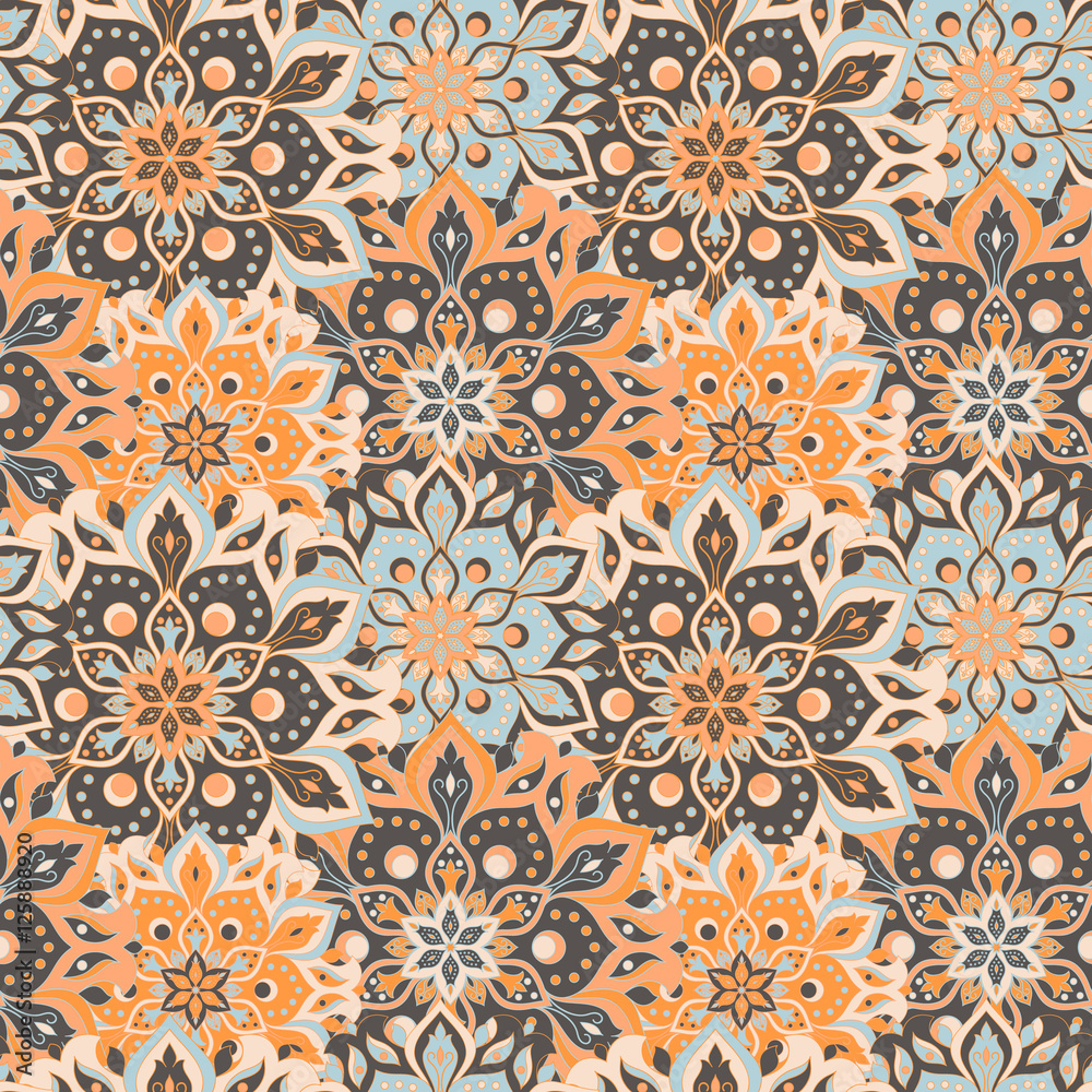 Seamless hand drawn mandala pattern. Seamless hand drawn mandala pattern.