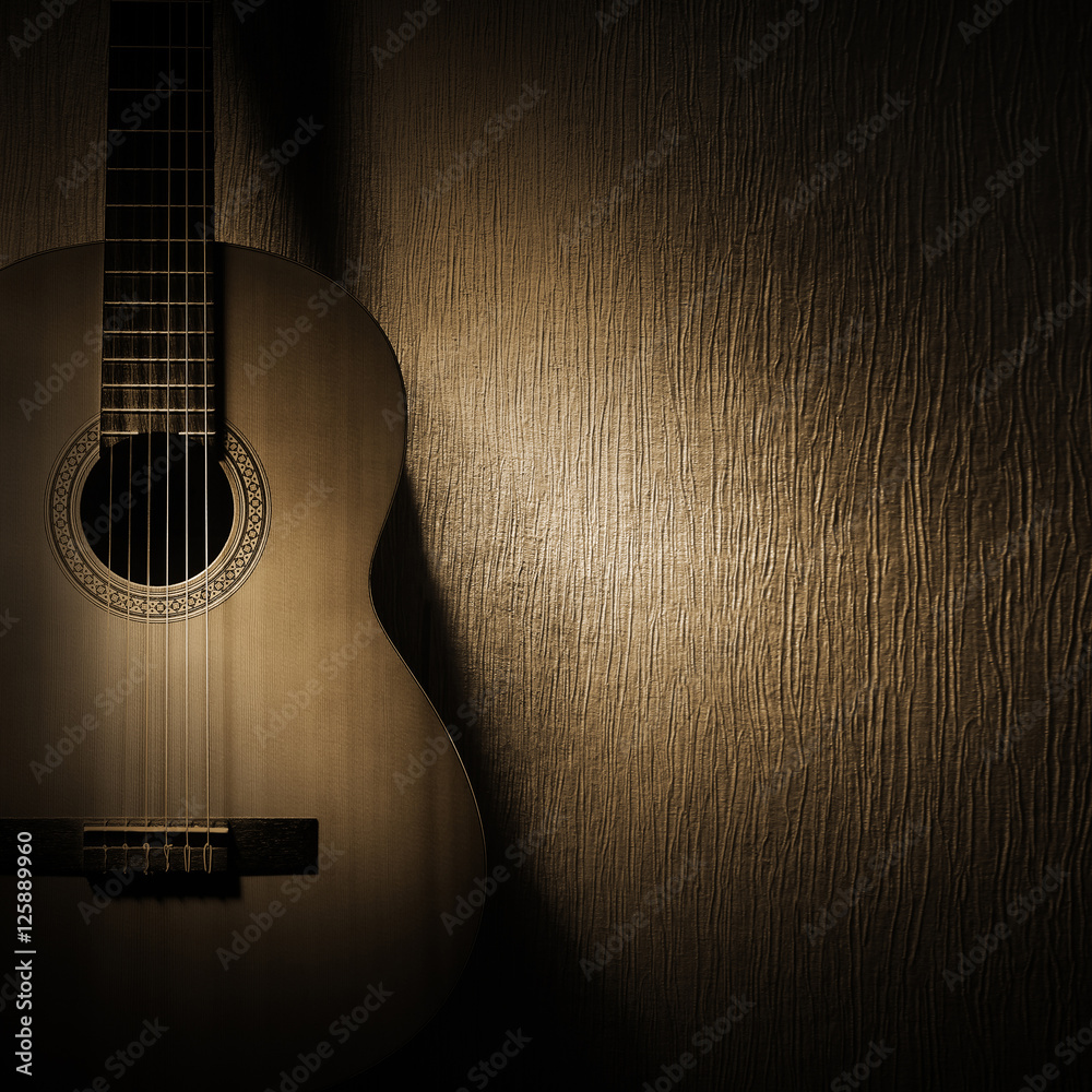 Naklejka premium Gitara akustyczna, instrumenty muzyki klasycznej