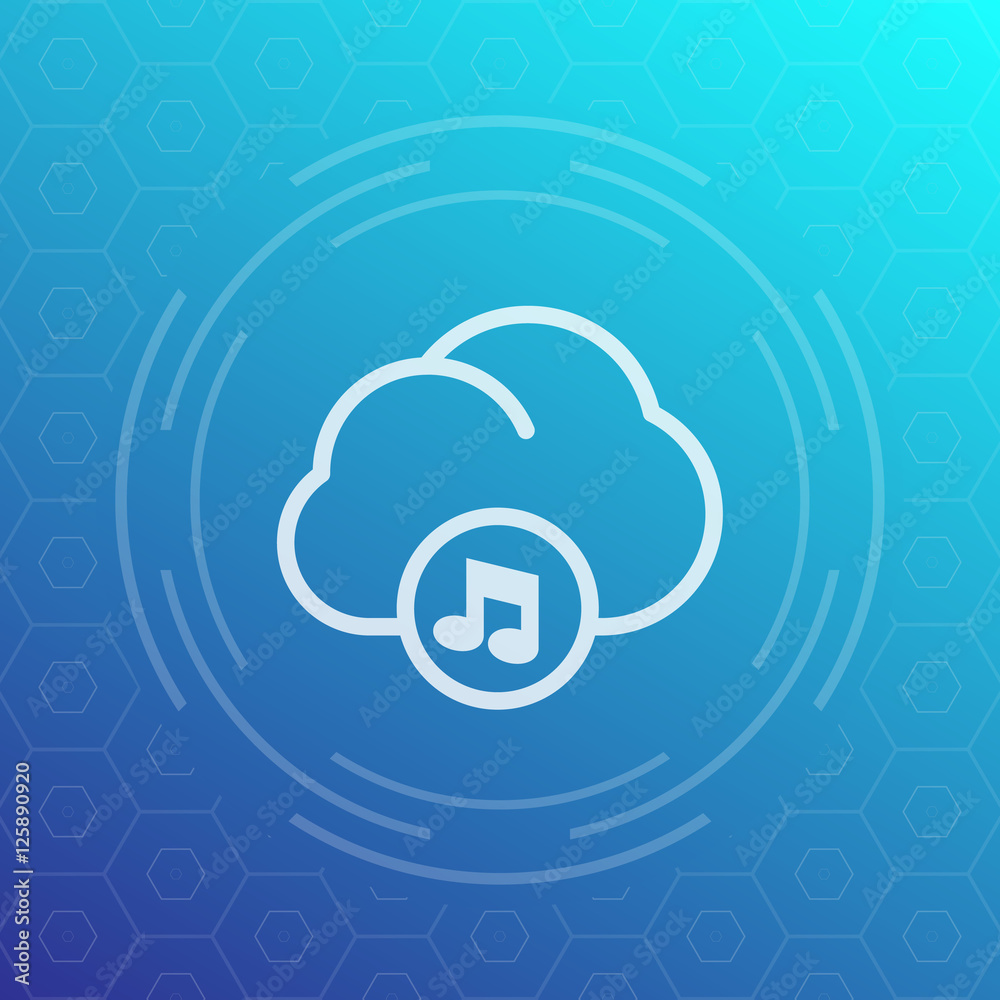 music in cloud line icon, pictogram, vector illustration music in cloud line icon, pictogram, vector illustration