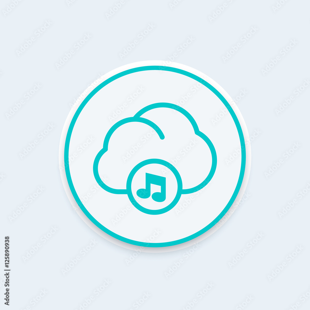music in cloud line icon, sign, vector illustration music in cloud line icon, sign, vector illustration