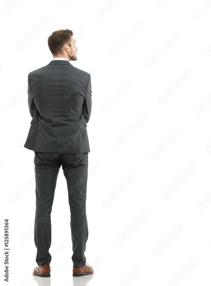 Portrait of the young turned businessman isolated on a white ba Portrait of the young turned businessman isolated on a white ba
