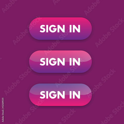 sign in buttons for web, vector illustration