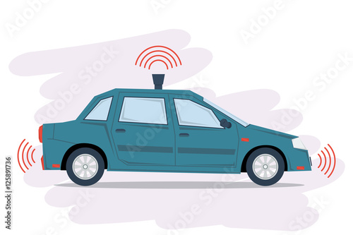 Blue sedan - autonomous car