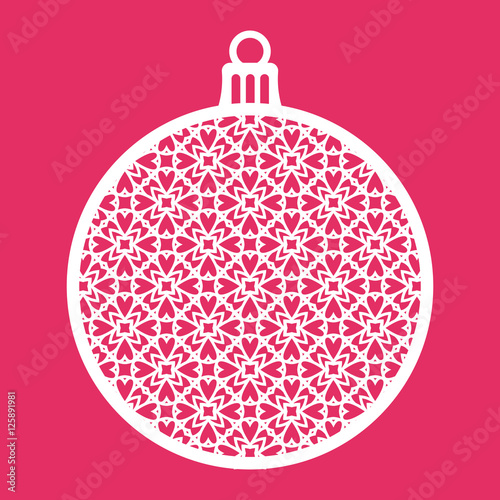 Christmas ball with geometric pattern. Laser Cutting template fo