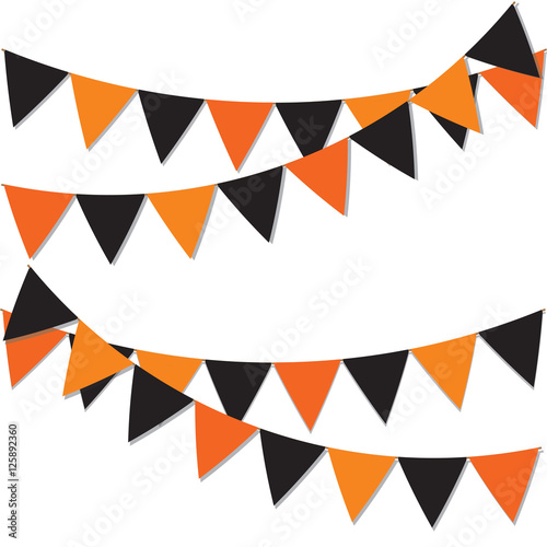 Happy halloween background. Garland of colored flags. Festive flags for decoration. Garlands of flags on a white background.Vector illustration.