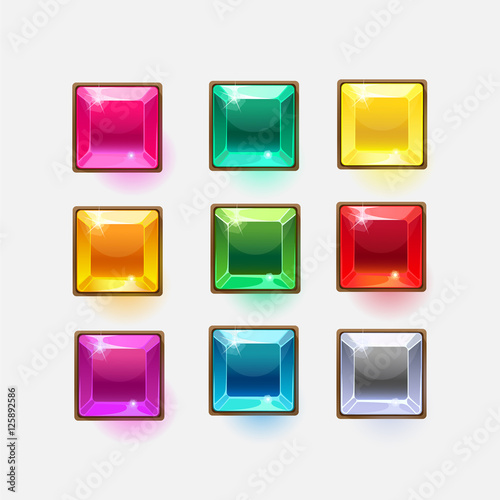 Beautiful glossy crystal square shapes for web or game design