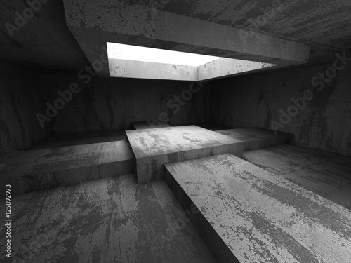 Dark concrete empty room. Grunge architecture modern background