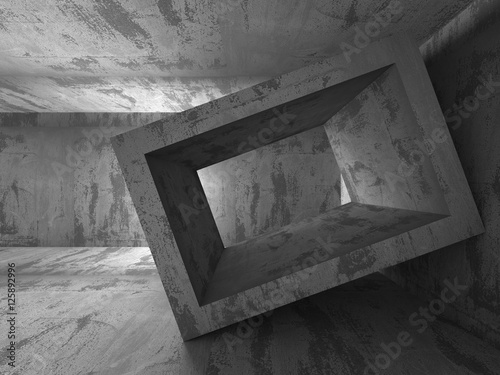 Dark empty concrete basement room interior. Urban architecture b
