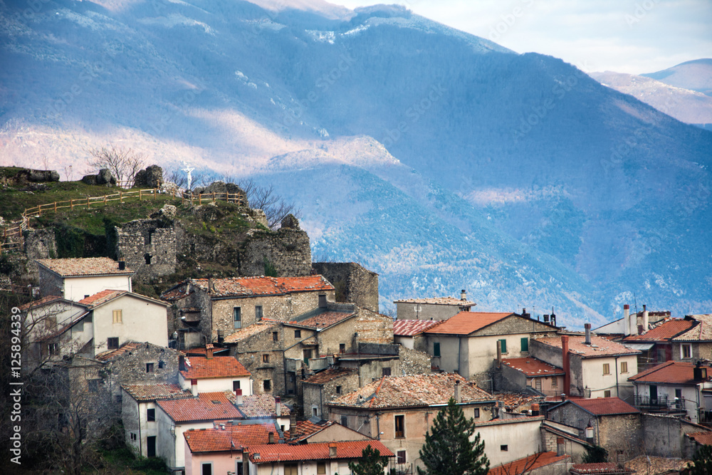 characteristic italian old town view with mountains 01