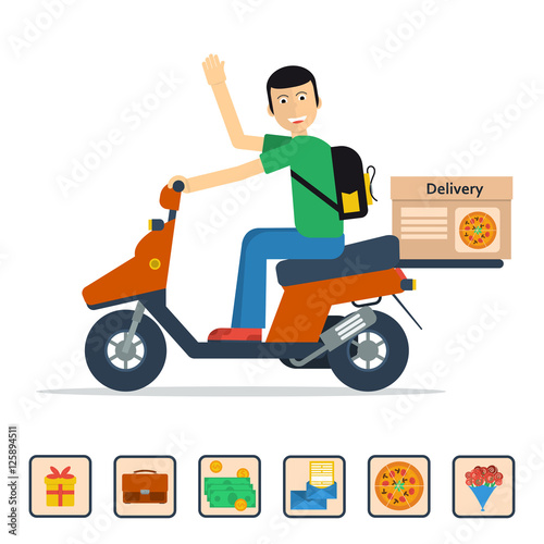 Man on scooter delivery