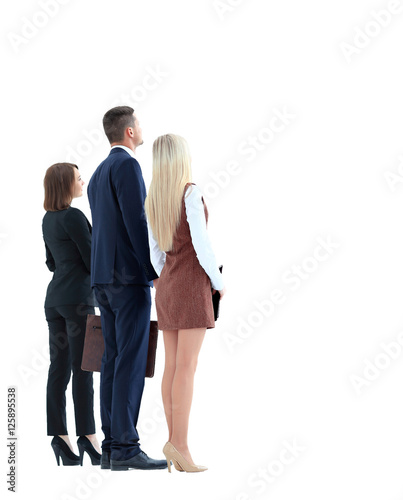 Billede på lærred Successful business people looking happy and confident. Back sid