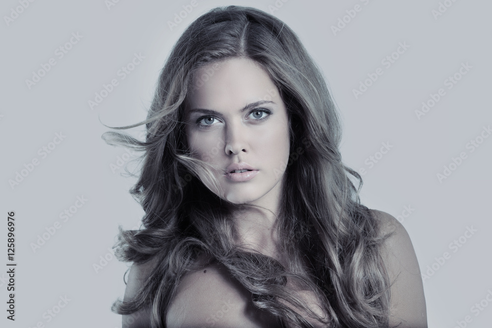 Glamour portrait of beautiful woman model with frash daily makeu Glamour portrait of beautiful woman model with frash daily makeu