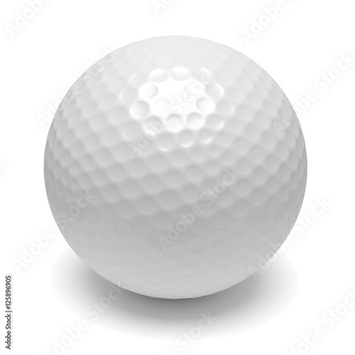 Golf ball with shadow on white