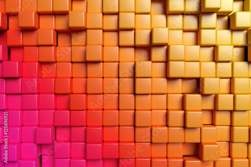 Abstract orange cubes 3d background