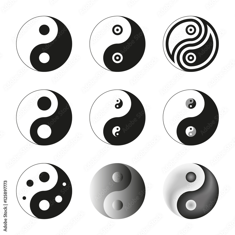 Yin Yang, Symbol Of Balance And Harmony. Set. Vector Illustratio Stock Vector Adobe Stock