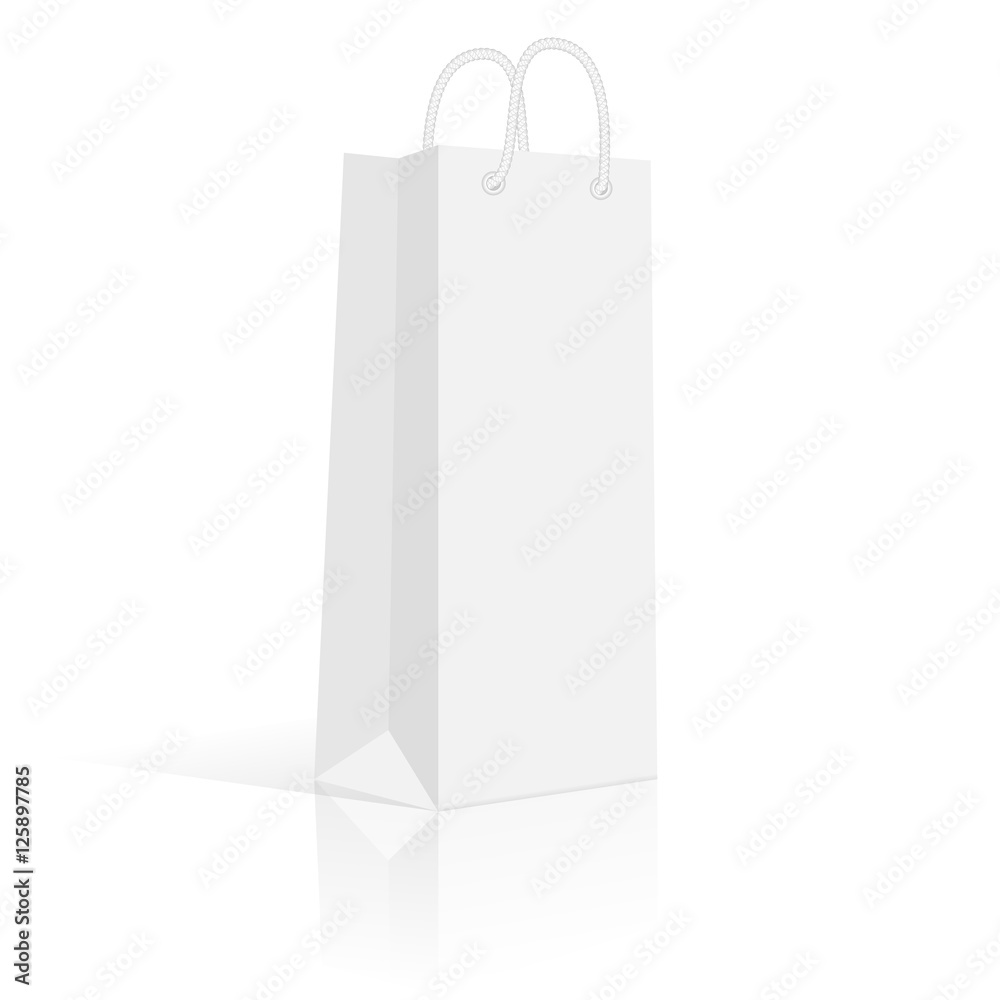 Blank paper shopping bag for a bottle. Vector, isolated