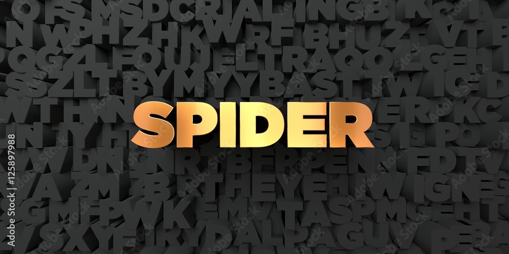 Spider - Gold text on black background - 3D rendered royalty free stock picture. This image can be used for an online website banner ad or a print postcard. Spider - Gold text on black background - 3D rendered royalty free stock picture. This image can be used for an online website banner ad or a print postcard.