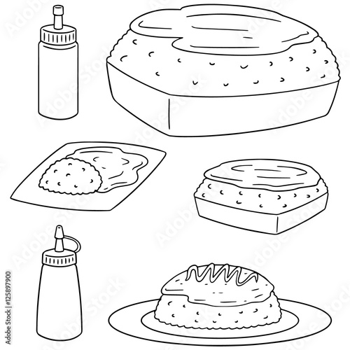 vector set of omelette rice