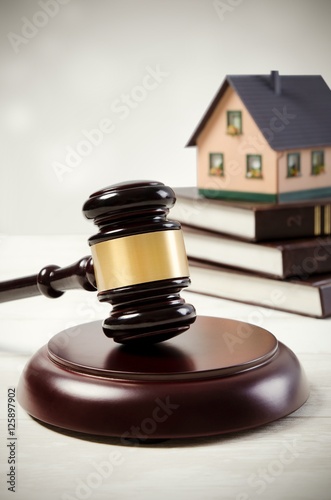 Law gavel and house loan concept.