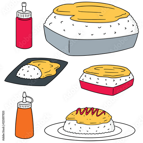 vector set of omelette rice