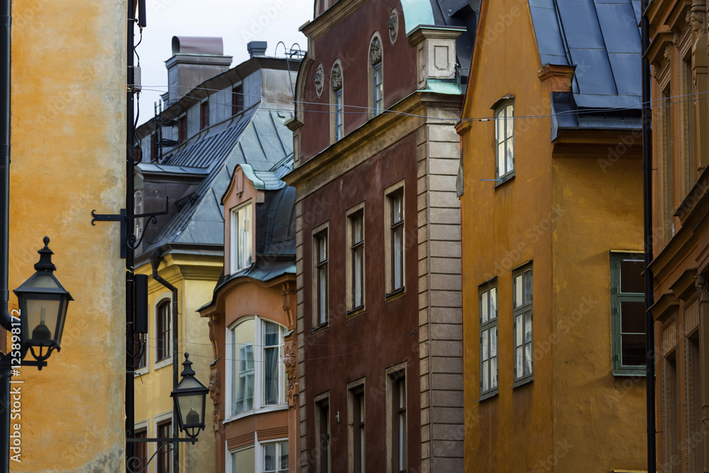 Häuser in der Gala Stan. Stockholms Altstadt