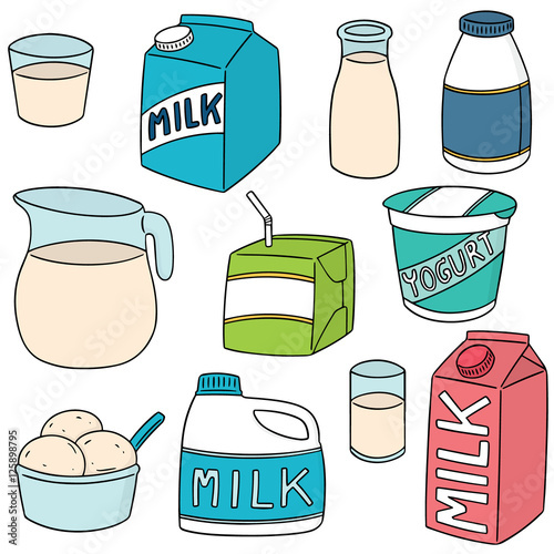 vector set of milk product