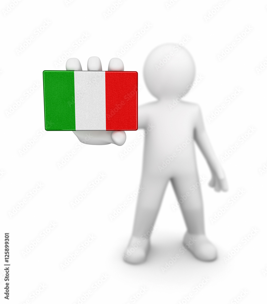 Man and Italian flag. Image with clipping path Man and Italian flag. Image with clipping path