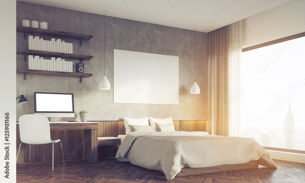 Fototapeta premium Sunlit bedroom and home office