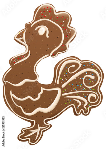 Christmas gingerbread rooster decor with sweet glaze