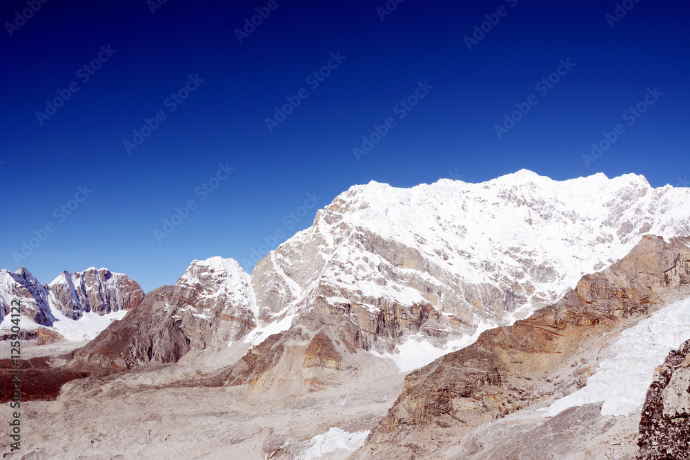 Hiking in Khumbu Valley in Himalayas mountains, Kala Pattar and Everest Base Camp trek, Nepal.