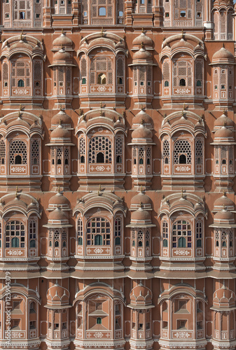 Window facade, Palace of the Winds (Hawa Mahal), Jaipur (The Pink City), Rajasthan, India