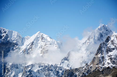 Hiking in Khumbu Valley in Himalayas mountains, Kala Pattar and Everest Base Camp trek, Nepal.