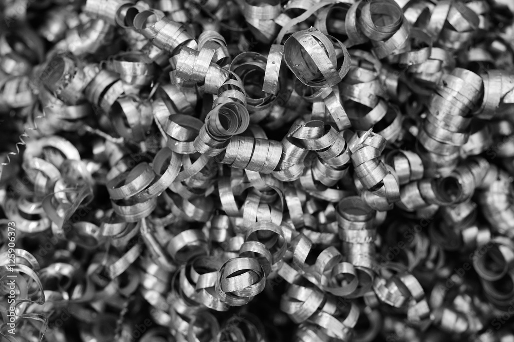 Metal shavings. Black and white image Metal shavings. Black and white image