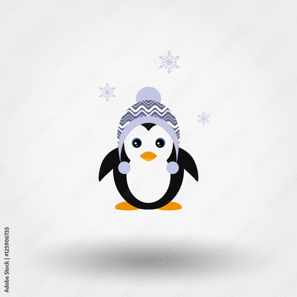 Penguin in a knitted cap.