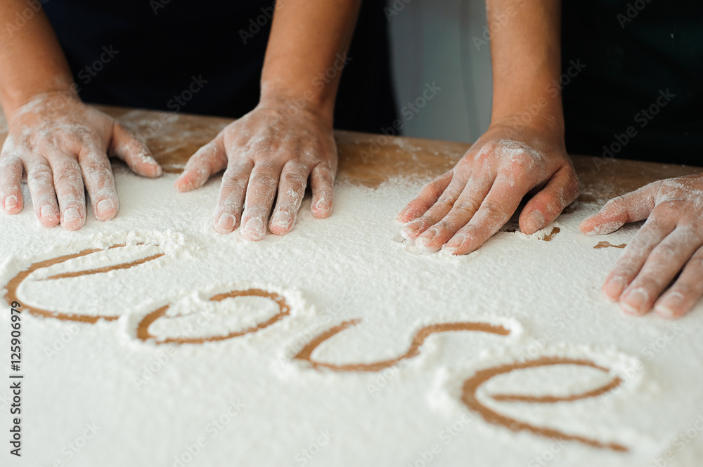 Chef preparing dough - cooking process Chef preparing dough - cooking process
