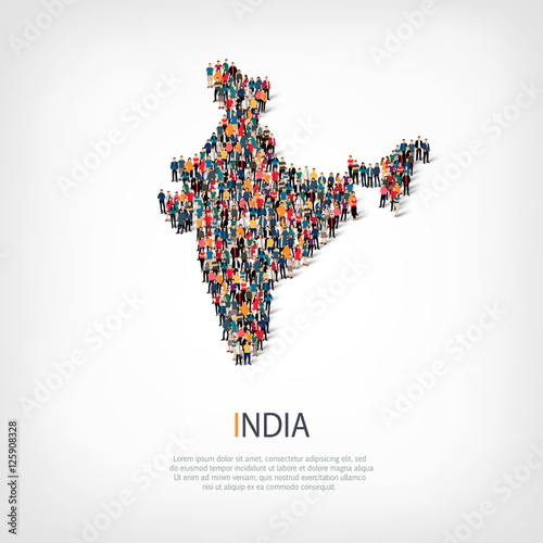 people map country India vector
