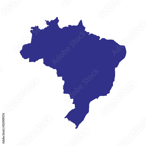 brazil country map in blue color over white background. vector illustration