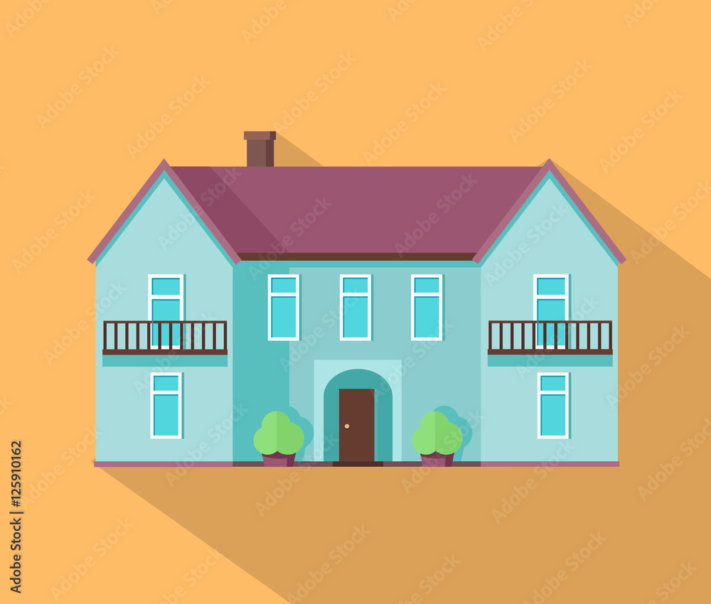 Happy House with Terrace Banner Poster Template.