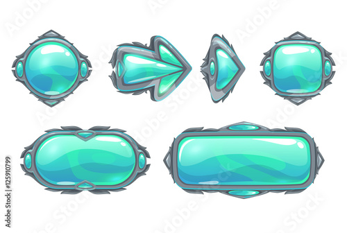 Cool fantasy blue buttons set