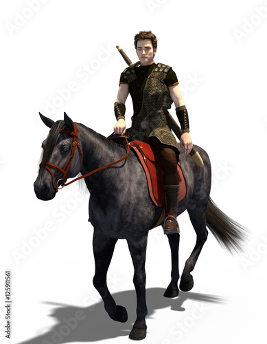 Medieval horseman traveler