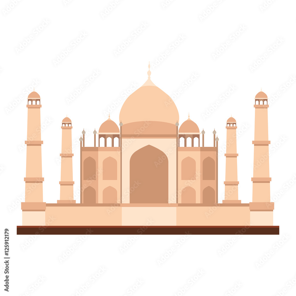 taj mahal india iconic building over white background. vector illustration