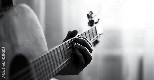 Playing guitar