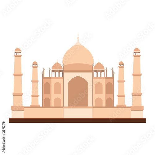 taj mahal india iconic building over white background. vector illustration