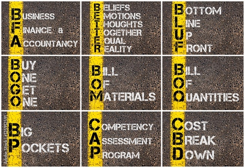 Photo collage of Business Acronyms