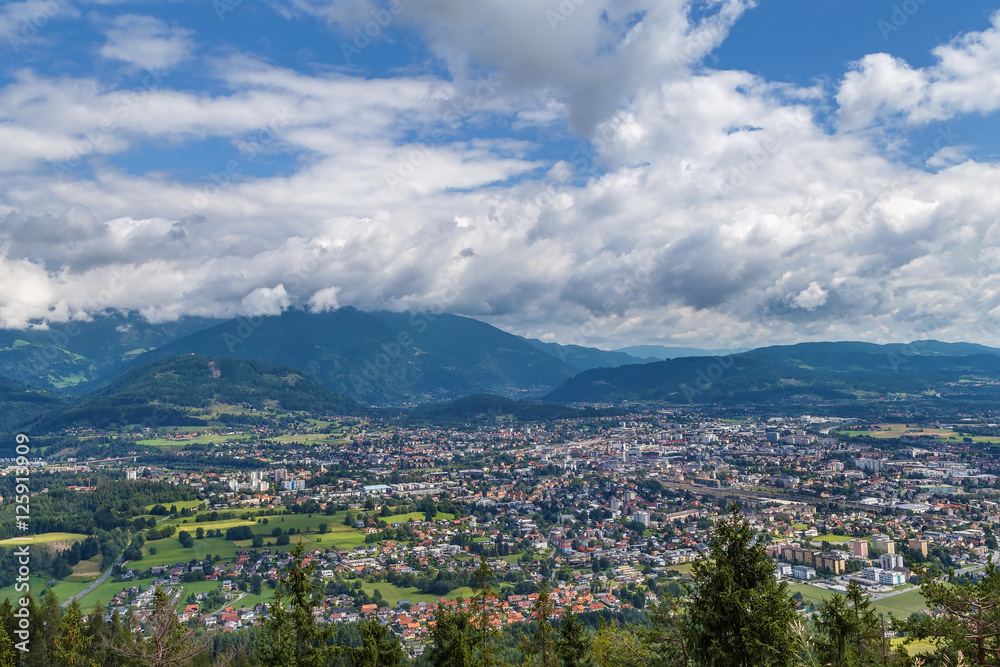 view of Villach from mountain, Austria